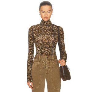 Isabel Marant Joyela Top in Leopard Animal Print Long Sleeve 38 NWT $390